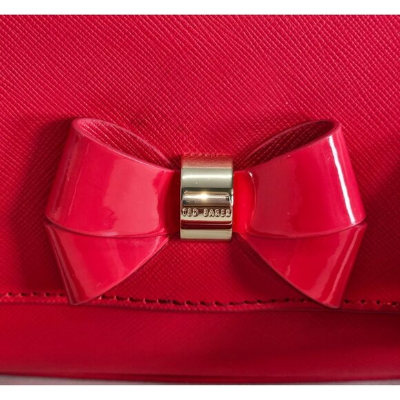 Ted Baker Women's Fuchsia Leather Angiee Bow Detail Shoulder Bag Size Small 2173 - Picture 6 of 12
